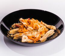 Спаржа соевая с овощами по-корейски