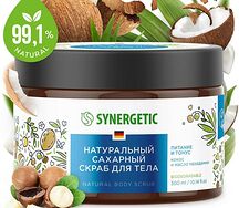 Натуральный сахарный скраб для тела Synergetic питание и тонус