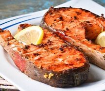 Форель кусочками