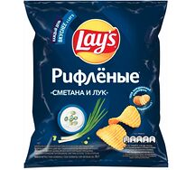  Чипсы Lays рифленые «Сметана и лук»