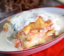 Лазанья бьянка с лососем