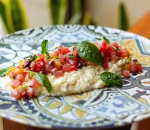 Сливочное ризотто с тартаром из тунца