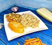 Треска с рисом и овощами