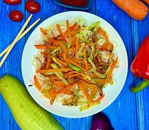 Овощи с лапшой под соусом терияки