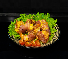 Креветки с беконом и сыром