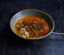 Тыквенный крем с миндалем и шимеджи