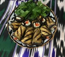 Рулетики из баклажанов с мягким сыром