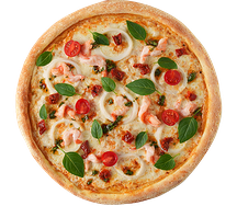 Пицца с морепродуктами и сливочным соусом