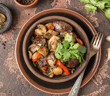 Куриная печень с грибами