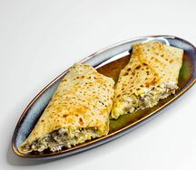 Блины с мясом, грибами и сыром