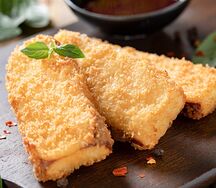 Жареный сыр Сулугуни с клюквенным соусом