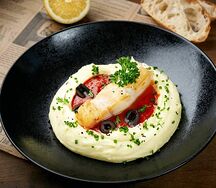 Мурманская треска с пюре и маринарой