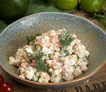 Оливье с красной рыбой