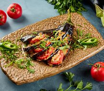 Запеченный баклажан с куриной печенью