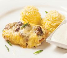 Судак запеченный с сыром и грибами