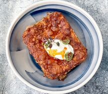 Лазанья с рваной свининой