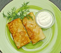 Блины с ветчиной и сыром