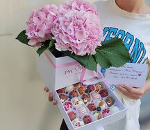 Шкатулка Розовая гортензия М