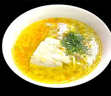 Суп-лапша с куриным бедром и пюре
