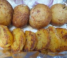 Картофель и грибы на мангале