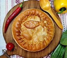 Пирог с горбушей и рисом