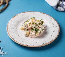 Оливье с красной рыбой