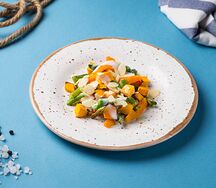 Запеченная тыква с зеленой фасолью