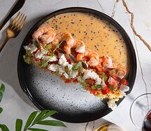 Салат с булгуром, креветками и Адыгейским сыром