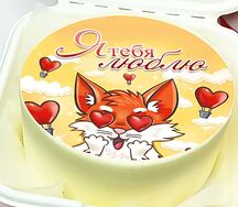 Бенто-торт для любимого человека: принт с котом и сердцами