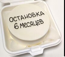 Бенто-торт на полгода ребенку с надписью Остановка 6 месяцев