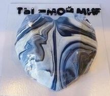 Муссовый торт Сердце гранит Черника-пломбир