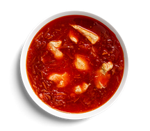 Большая порция борща с курицей