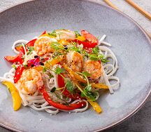 Удон с тигровыми креветками