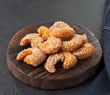 Креветки в соусе сливочный терияки с кунжутом