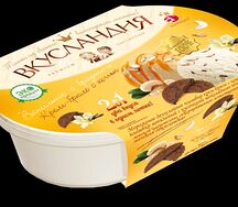 Пломбир двухслойный ванильное с брауни и крем-брюле с кешью
