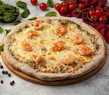 Пицца Креветки со шпинатом