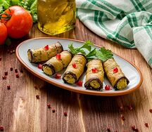 Рулетики из баклажанов с орехами