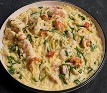 Ризони с креветками и раковыми шейками