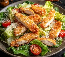 Салат Цезарь с курицей в панировке