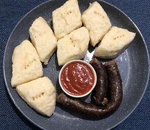 Аварский хинкал с сушенной колбасой