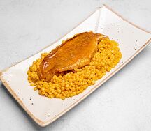 Морской окунь с булгуром в имбирном соусе