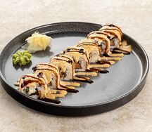 Ролл с угрем и острым лососем