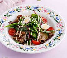 Салат Катюша по-азиатски с теплым языком