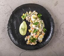 Салат Оливье с телятиной