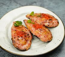 Запеченные мидии в сырном соусе