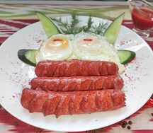 Яичница с сосисками