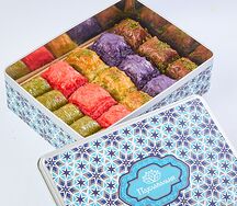 Подарочный набор с пахлавой в голубой металлической коробке