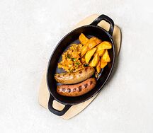 Колбаски с квашеной капустой и картофелем по-деревенски