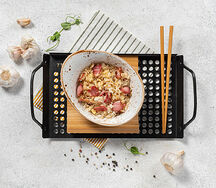 Рис с яйцом и беконом