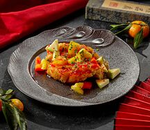 Окунь в хрустящей корочке с рисом